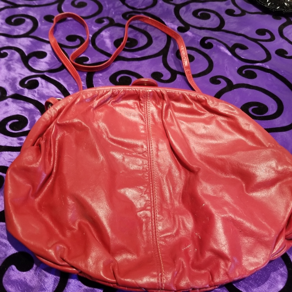 Cherry Red Purse with should strap.
